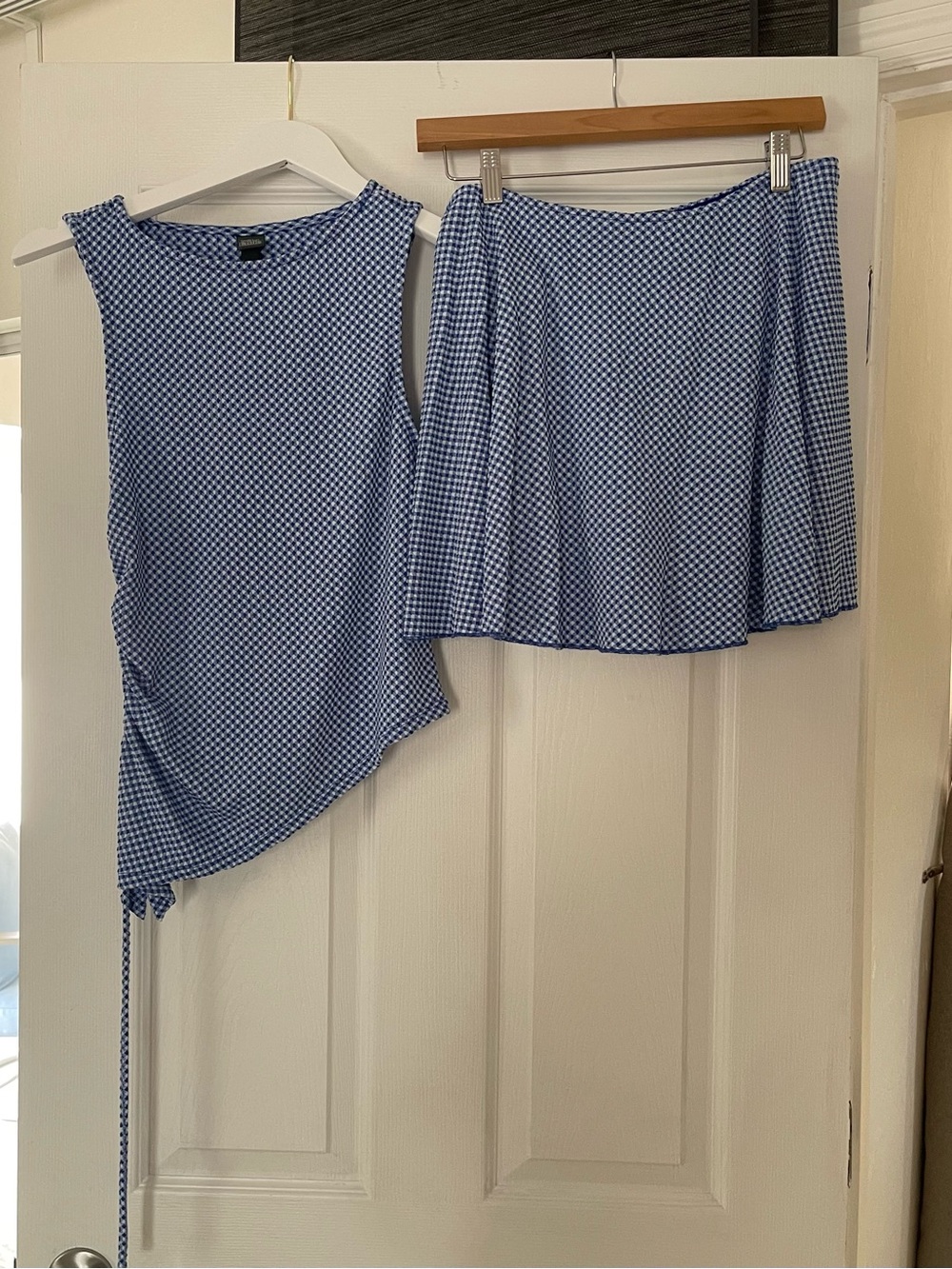 Wild Fable Blue Gingham Matching Mini Skirt and top set Medium